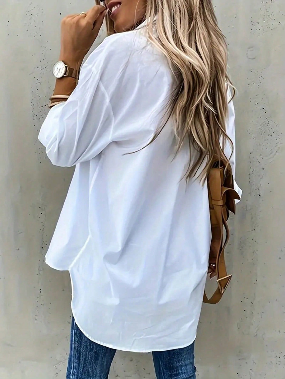 Camicia Casual Tinta Unita Da Donna