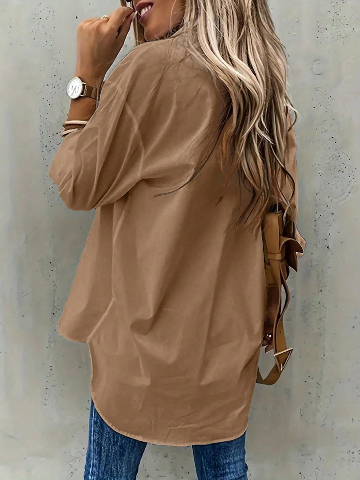Camicia Casual Tinta Unita Da Donna