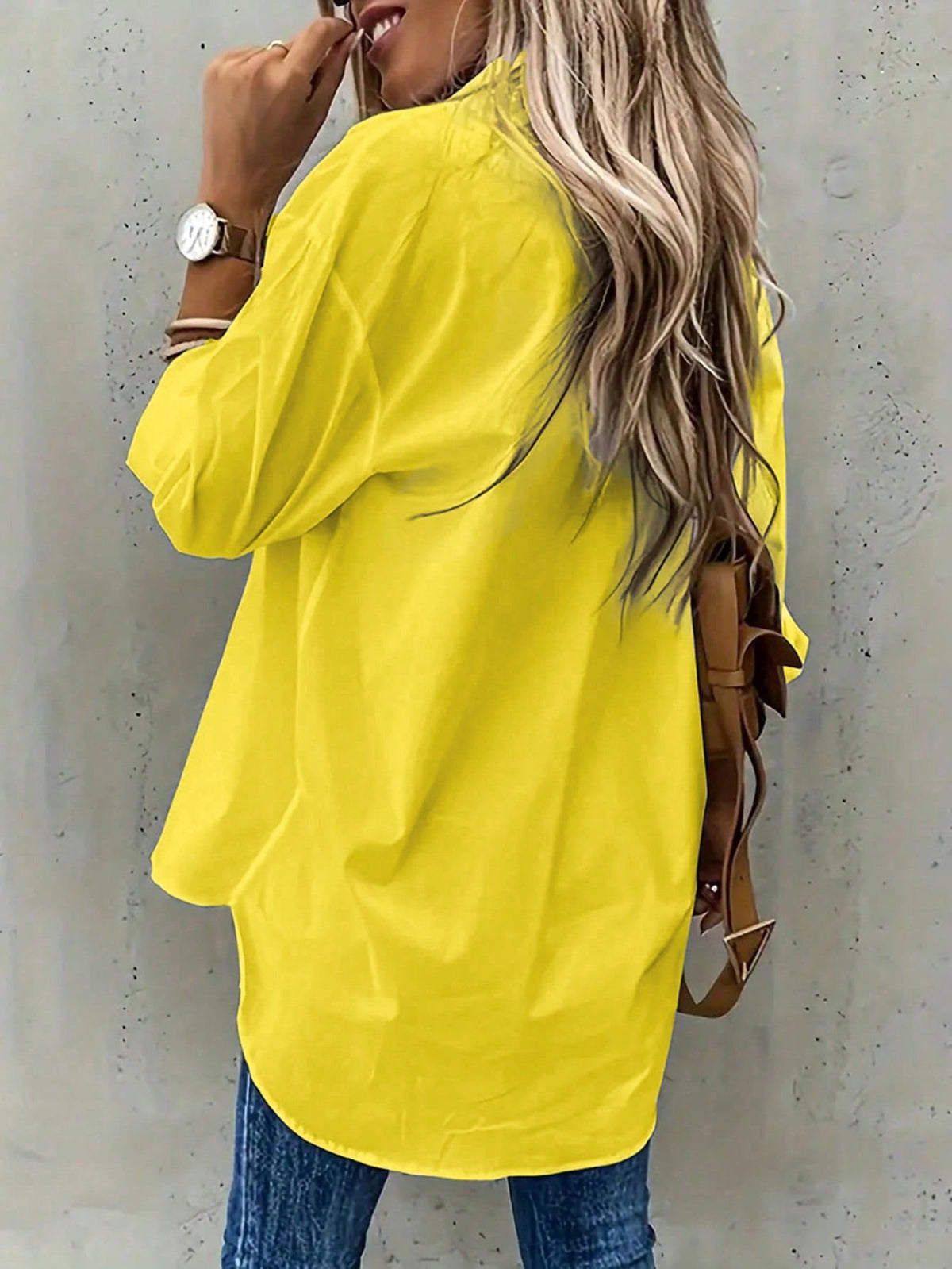Camicia Casual Tinta Unita Da Donna