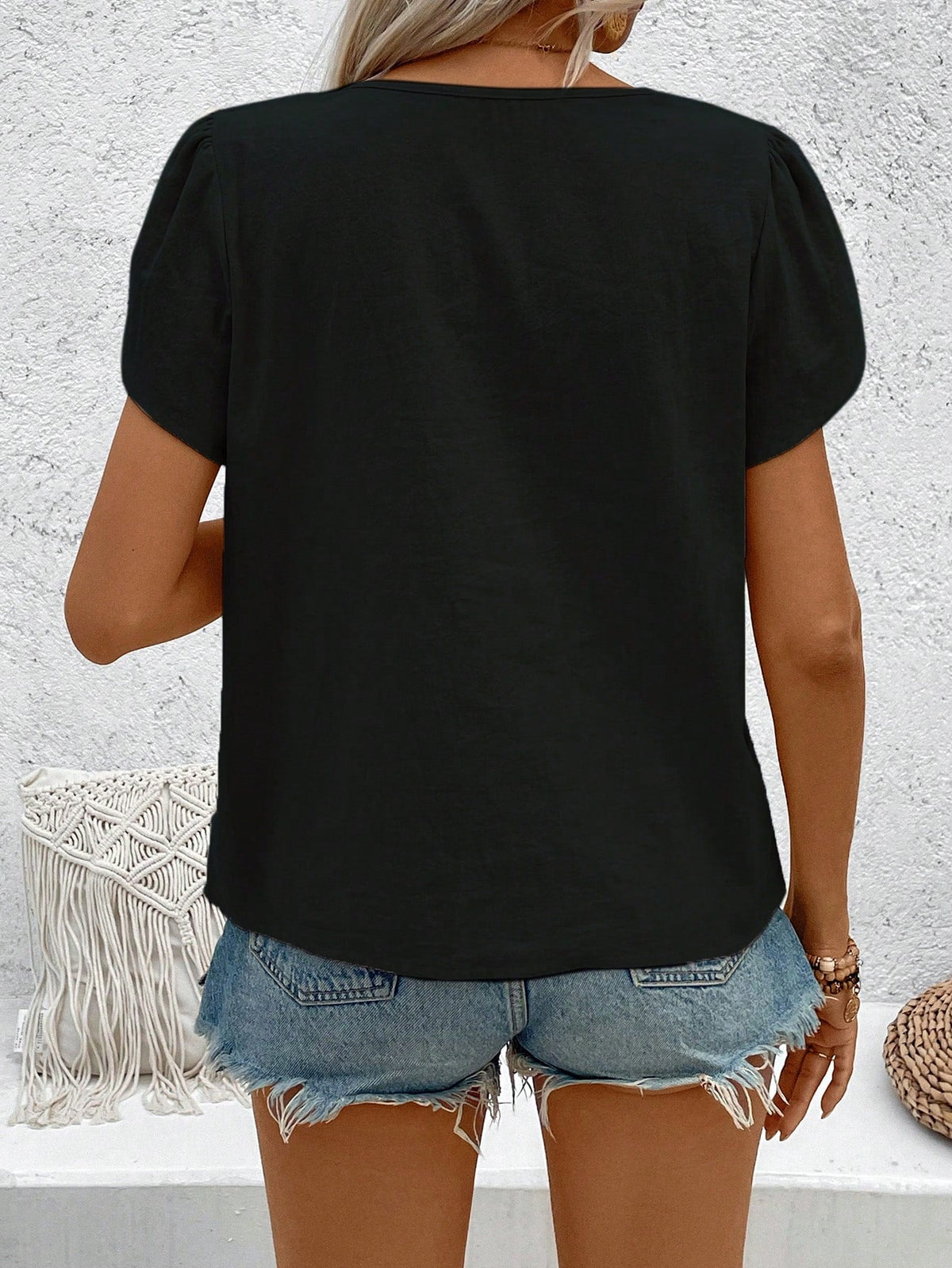 Camicia casual da vacanza a maniche corte con bottone monocolore